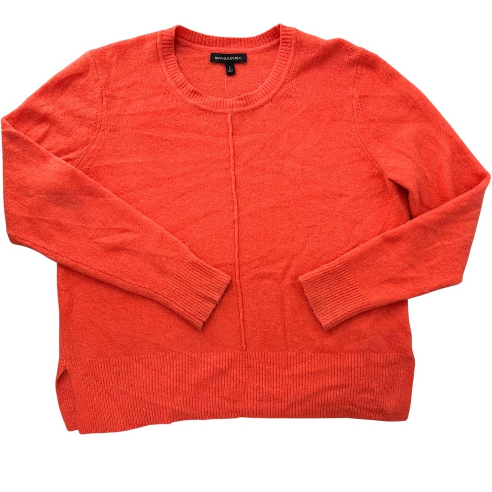 Banana Republic Stretch Merino Sweater Orange Crewneck Wool Blend Women's Large